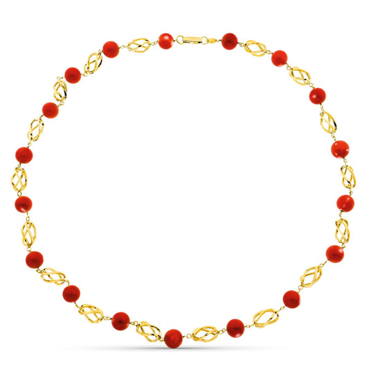 18K GARGANTILLA ORO AMARILLO JAULA CORAL FINO JAPONES 10.5 MM 60CM