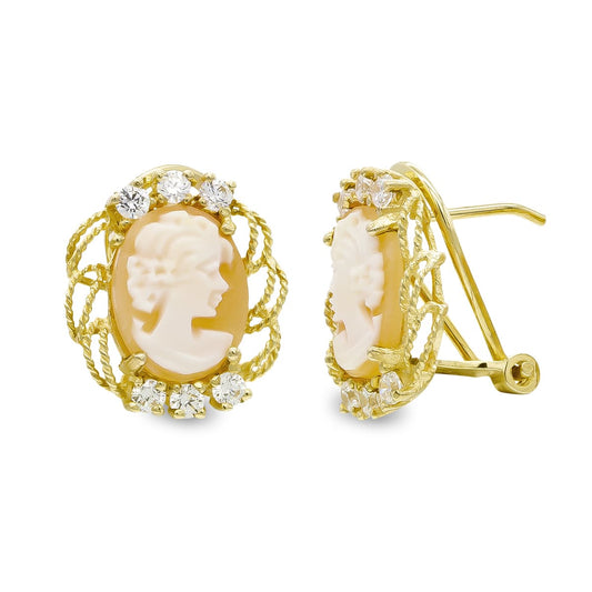 Pendientes Camafeo 14 x 12 mm de oro amarillo 18K
