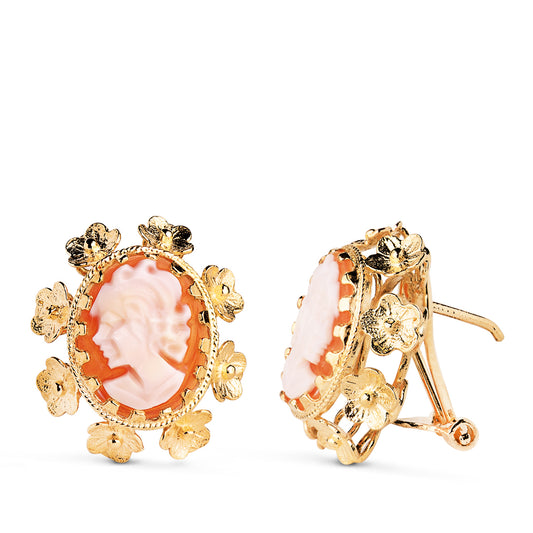 Pendientes Camafeo 20 x 12 mm de oro amarillo 18K