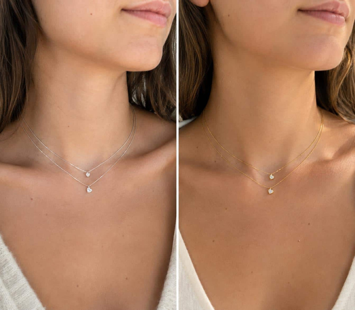 Collar punto de luz corazón oro 4mm de plata de ley con baño de oro de 14 quilates - imagen adicional - Joyería Zafir