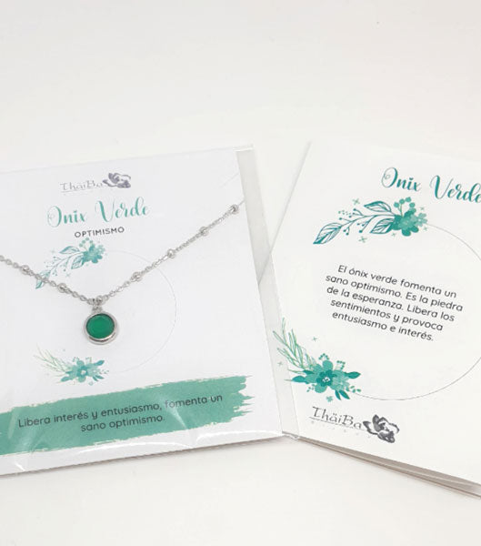 Piedras Naturales - Coll848 Collar Onix Verde - Senora