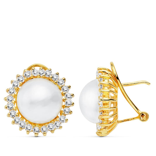 Pendientes Perla Japonesas 11 mm de oro amarillo 18K