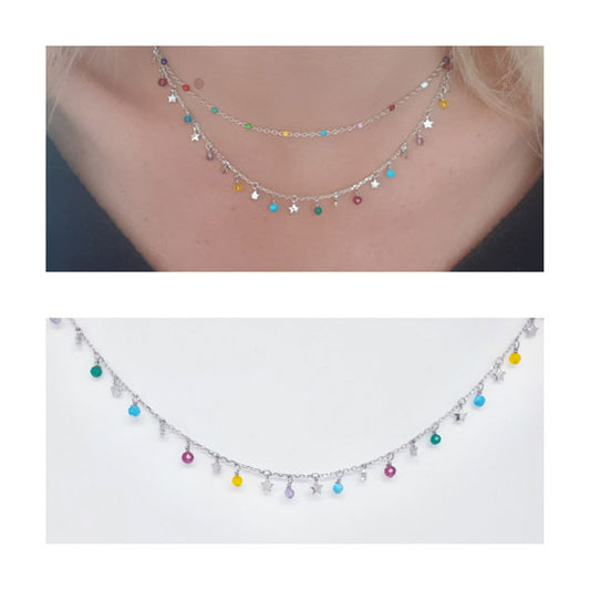 Gargantilla Plata - Coll790-M Mini Estrellitas Mul - Senora
