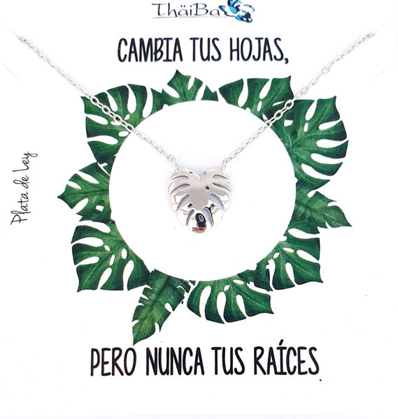 Joyas Con Mensaje - Coll732  Collar Hoja Monstera - Senora