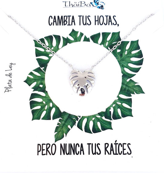 Joyas Con Mensaje - Coll732  Collar Hoja Monstera - Senora