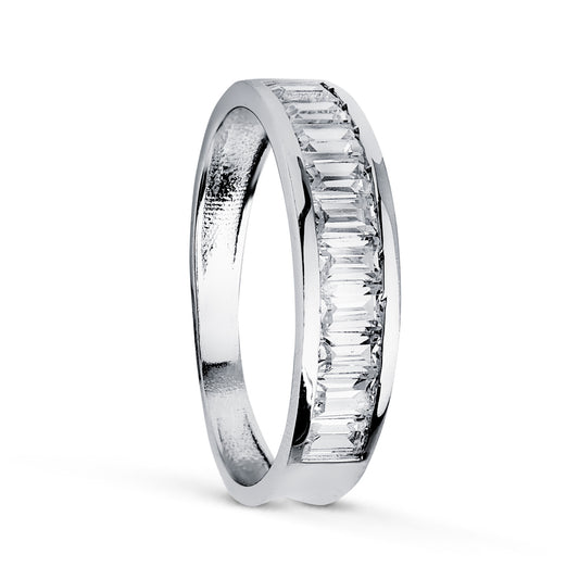 18K ALIANZA O ANILLO ORO BLANCO CIRCONITA BARRITAS. ANCHO: 4.5 MM.