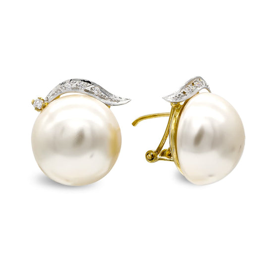 Pendientes y Perla Sintetica Rama 16 mm de oro amarillo 18K