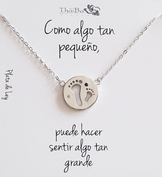 Dia De La Madre - Coll593 Collar Plata Pie Mama - Senora