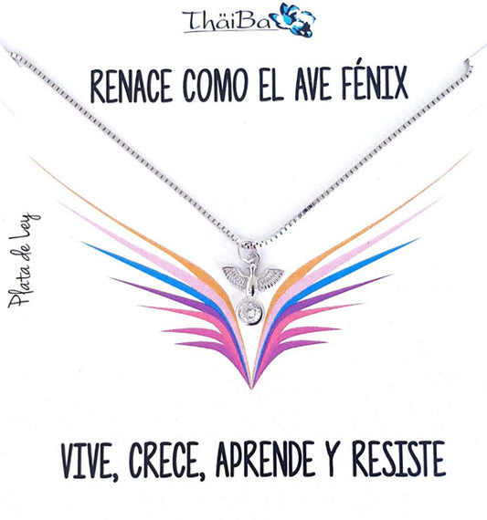 Joyas Con Mensaje - Coll741 Collar Vive Ave Fenix - Senora