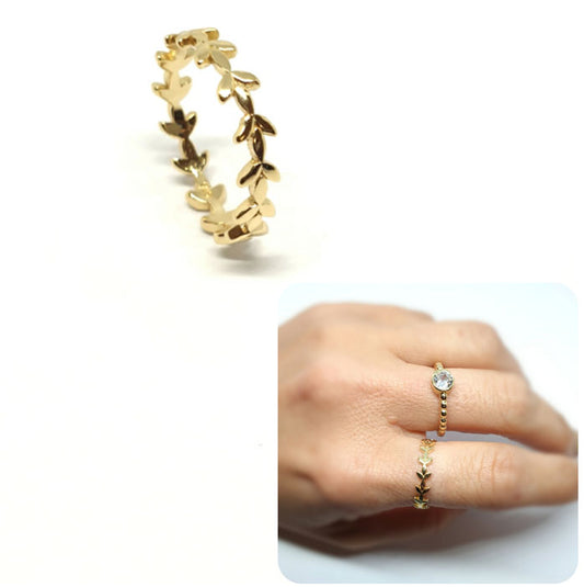 Anillos De Plata - An1264 Bano De Oro 14 Kts - Senora