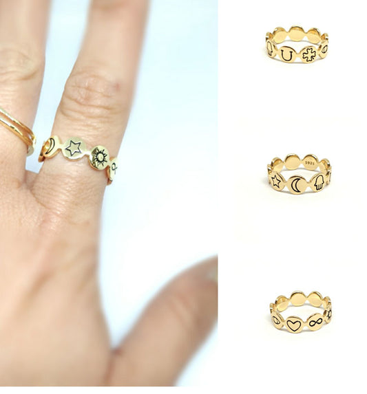 Anillos De Plata - An1265 Bano De Oro 14 Kts - Senora
