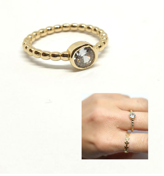 Anillos De Plata - An1258 Bano De Oro 14 Kts - Senora