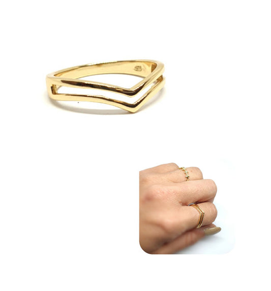 Anillos De Plata - An1268 Bano De Oro 14 Kts - Senora