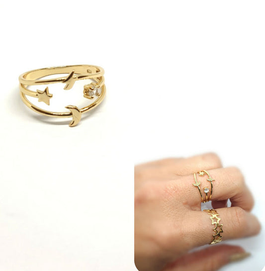 Anillos De Plata - An1267 Bano De Oro 14 Kts - Senora