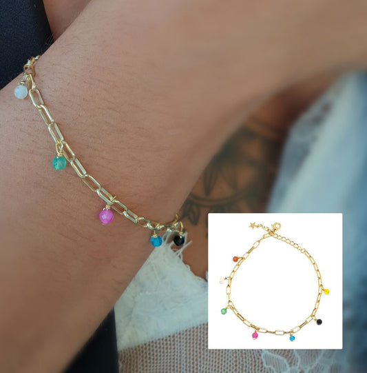 Pulseras - Pul2037 Mini Eslabones Dorada - Senora