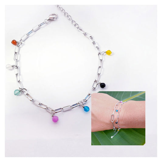 Pulseras - Pul2036 Mini Eslabones Happy - Senora