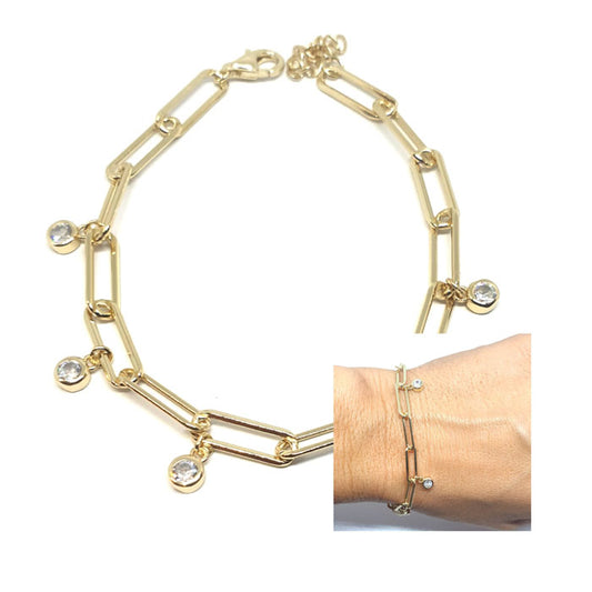 Pulseras - Pul2027  Eslabon Circ. Dorada - Senora