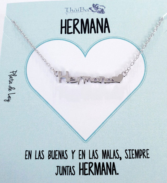 Joyas Con Mensaje - Coll747 Collar Familia Hermana - Senora