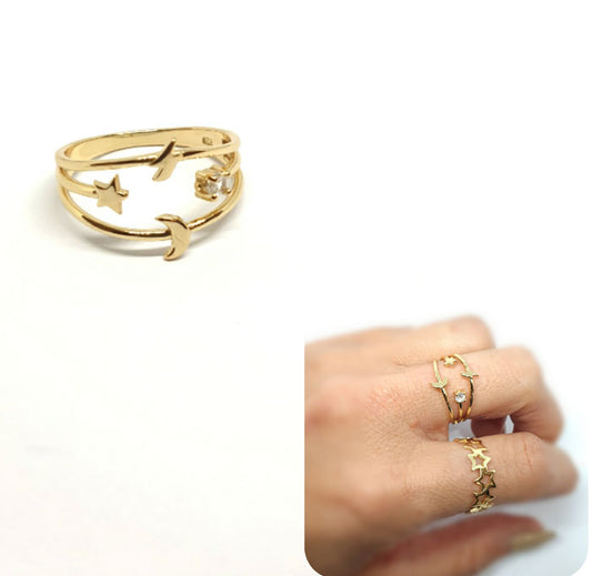 Anillos De Plata - An1267 Anillo Sky Dorado - Senora