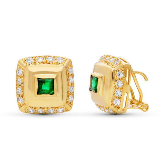 Pendientes Circonita 14 x 14 mm de oro amarillo 18K