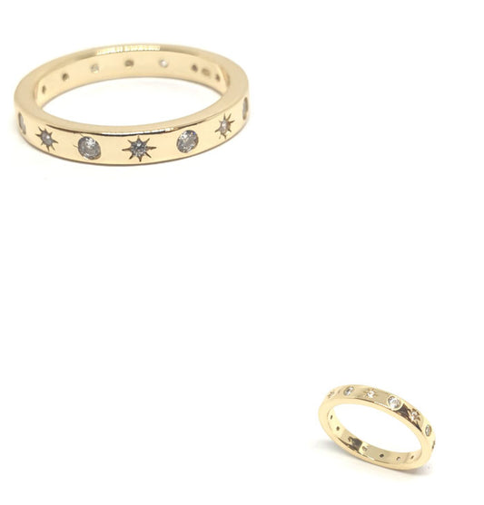 Anillos De Plata - An1290 Anillo Shine Dorado - Senora