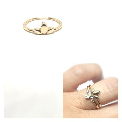 Anillos De Plata - An1274 Petalos Dorado - Senora