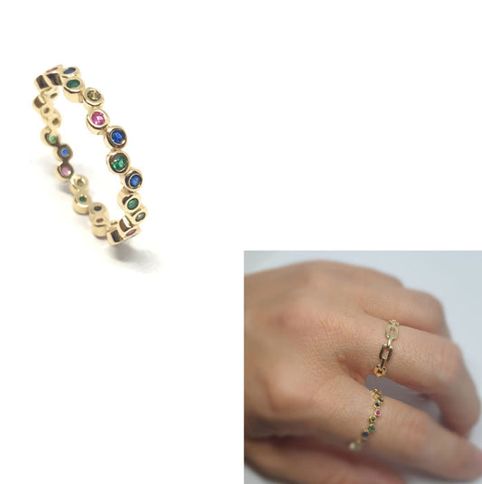 Anillos De Plata - An1280 Bubble Dorado - Senora