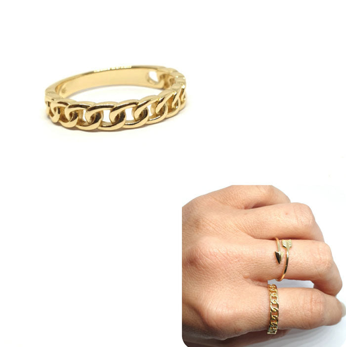 Anillos De Plata - An1272 Eslabon Dorado - Senora