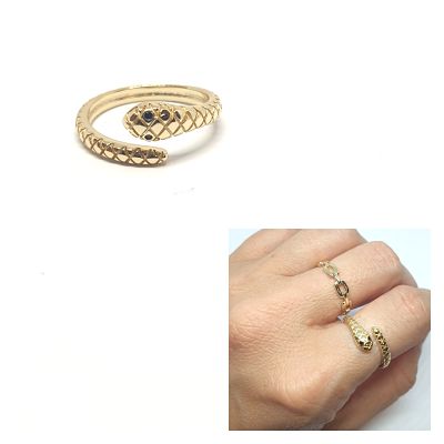 Anillos De Plata - An1270 Snake Dorado - Senora