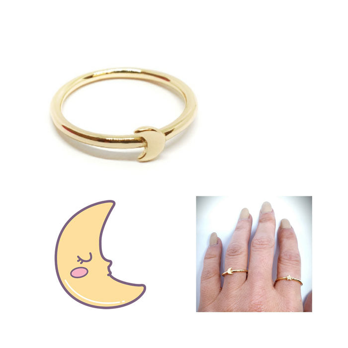 Anillos De Plata - An1254 Luna Dorado - Senora