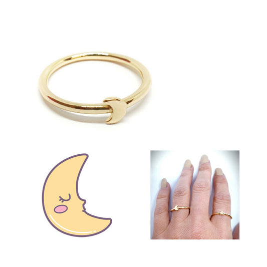 Anillos De Plata - An1254 Luna Dorado - Senora