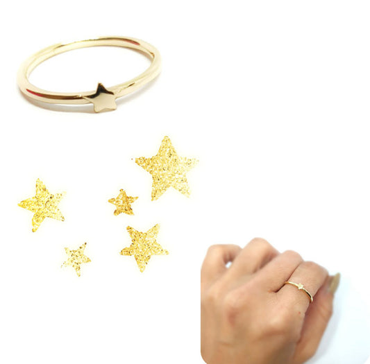 Anillos De Plata - An1253 Estrella Dorado - Senora