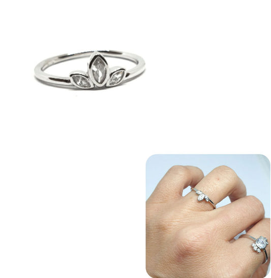 Anillos De Plata - An1275 Petalos Circonita - Senora