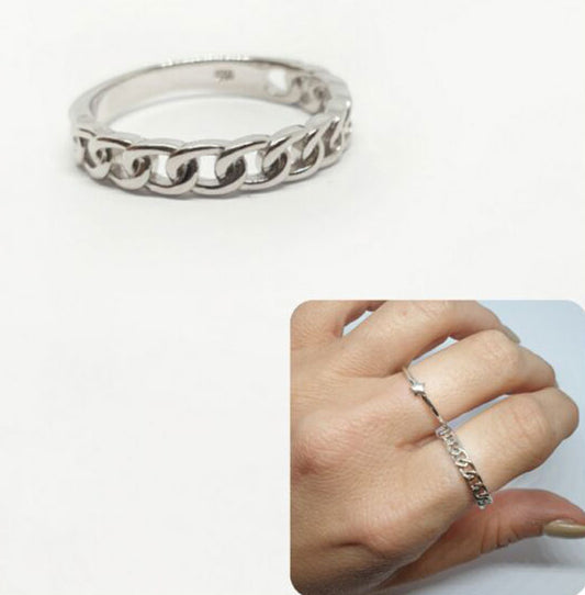 Anillos De Plata - An1259 Eslabon Barbado - Senora