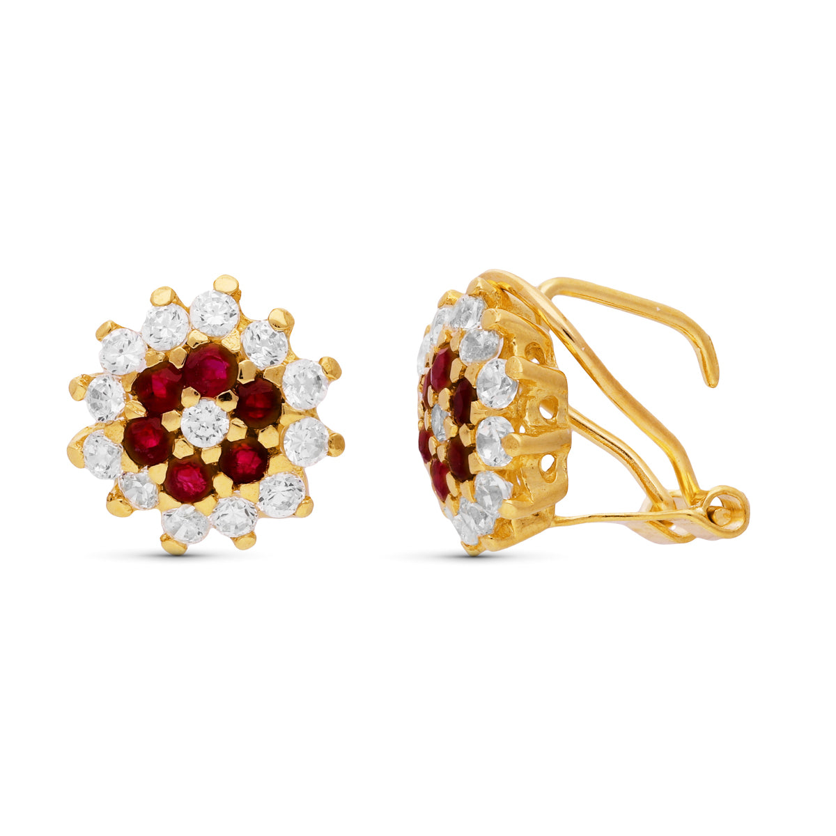 Pendientes Cuajo Redondo 19 Circonita de oro amarillo 18K