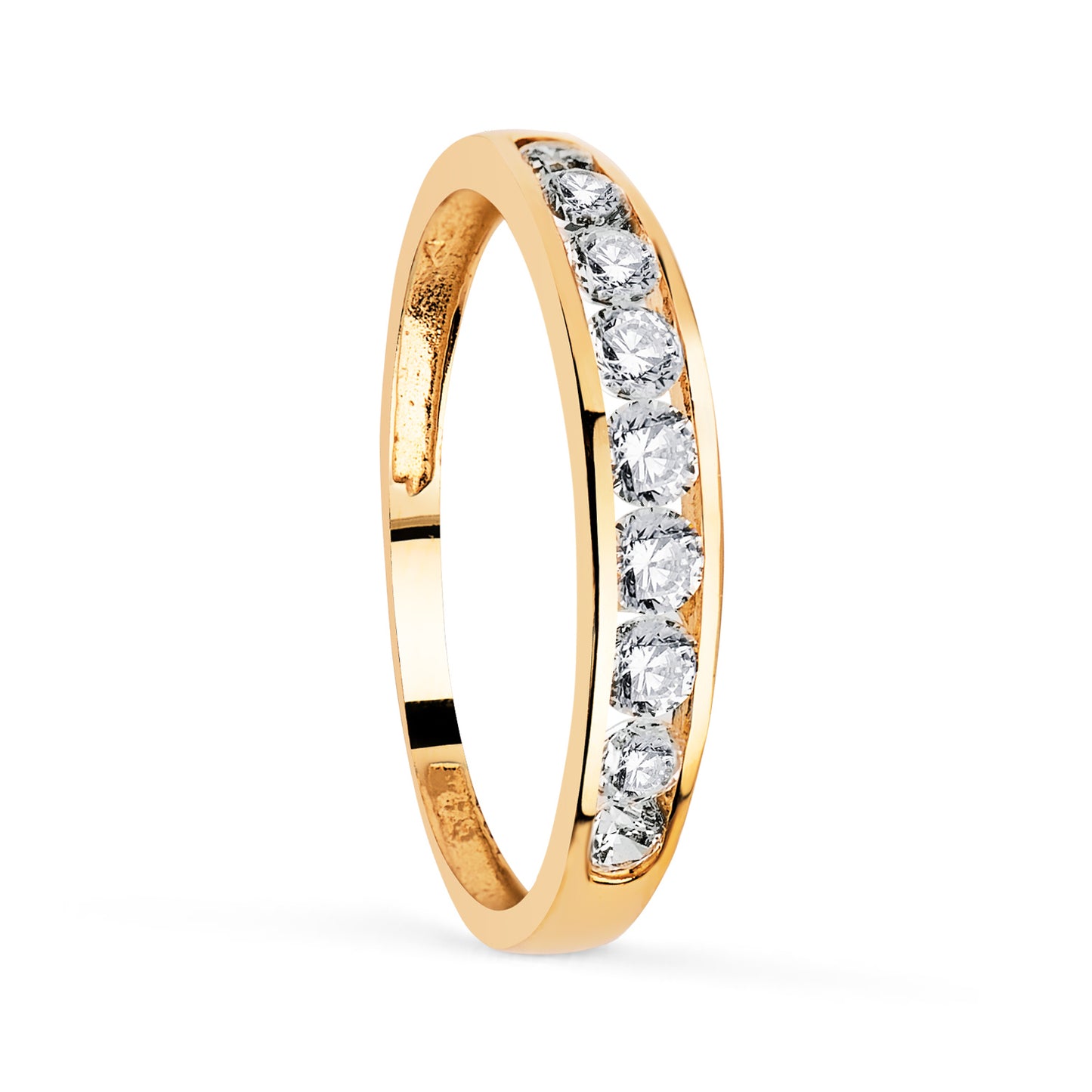 18K ALIANZA O ANILLO ORO AMARILLO CARRIL CON CIRCONITAS. ANCHO: 3,5 MM