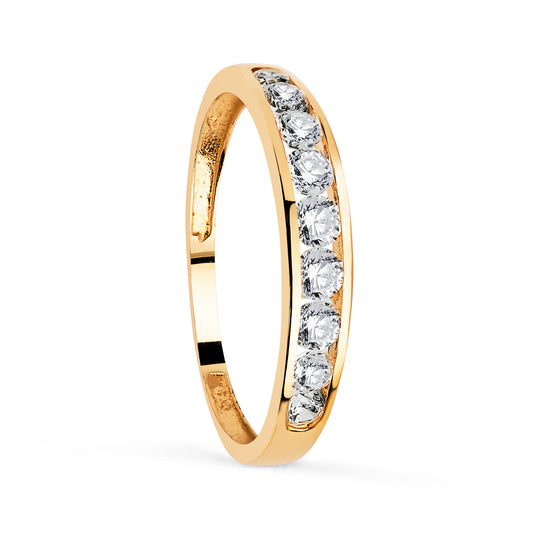 18K ALIANZA O ANILLO ORO AMARILLO CARRIL CON CIRCONITAS. ANCHO: 3,5 MM