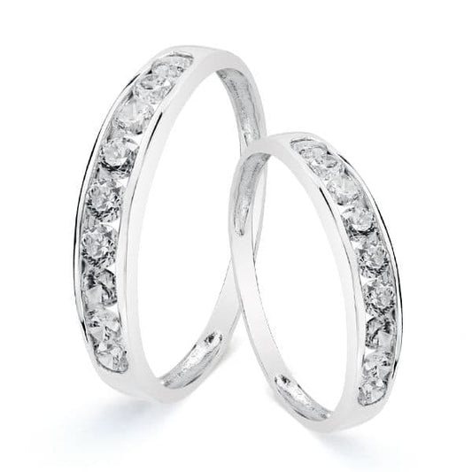 18K ALIANZA CIRCONITA CARRIL ORO BLANCO 3.5 MM