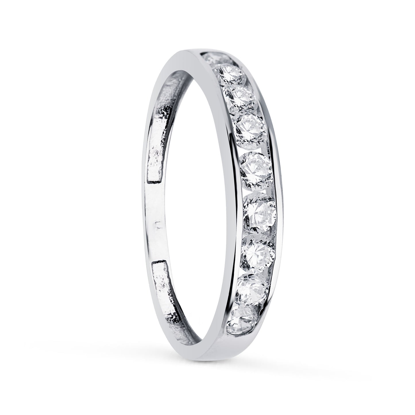 18K ALIANZA O ANILLO ORO BLANCO CARRIL CIRCONITAS. ANCHO: 3.5 MM.