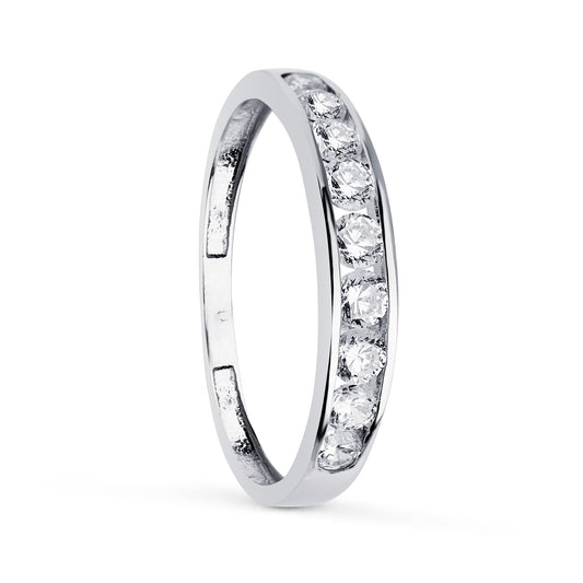 18K ALIANZA O ANILLO ORO BLANCO CARRIL CIRCONITAS. ANCHO: 3.5 MM.