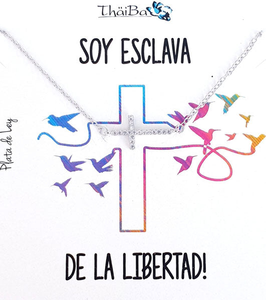 Joyas Con Mensaje - Coll568 Collar Cruz Circonitas - Senora