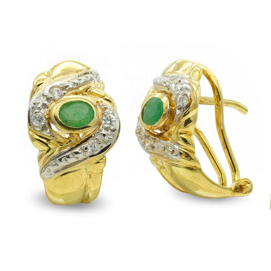 Pendientes Bicolor Oval Circonita 18K