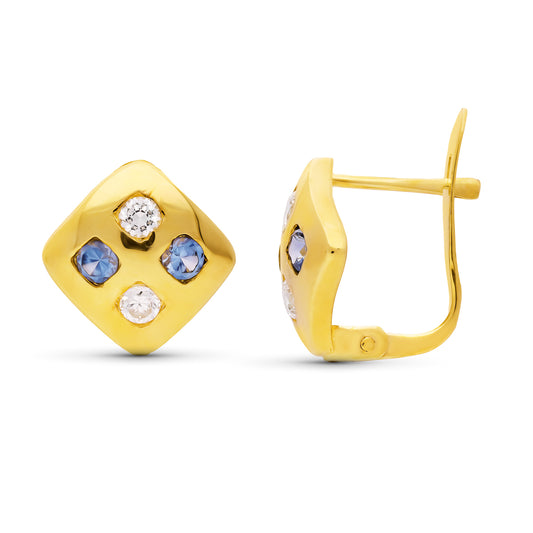 Pendientes Circonita 10 x 10 mm de oro amarillo 18K