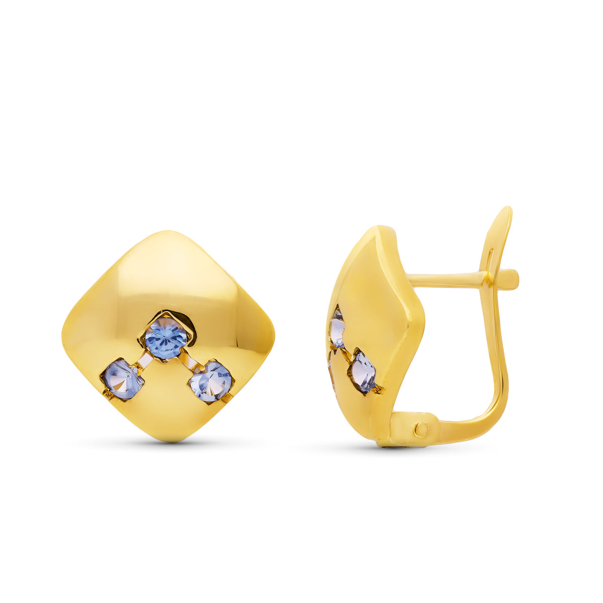 Pendientes Circonita 12 x 12 mm de oro amarillo 18K