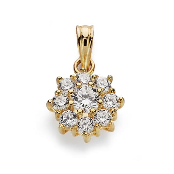 18K COLGANTE ORO AMARILLO CUAJO CIRCONITA 13X10 MM