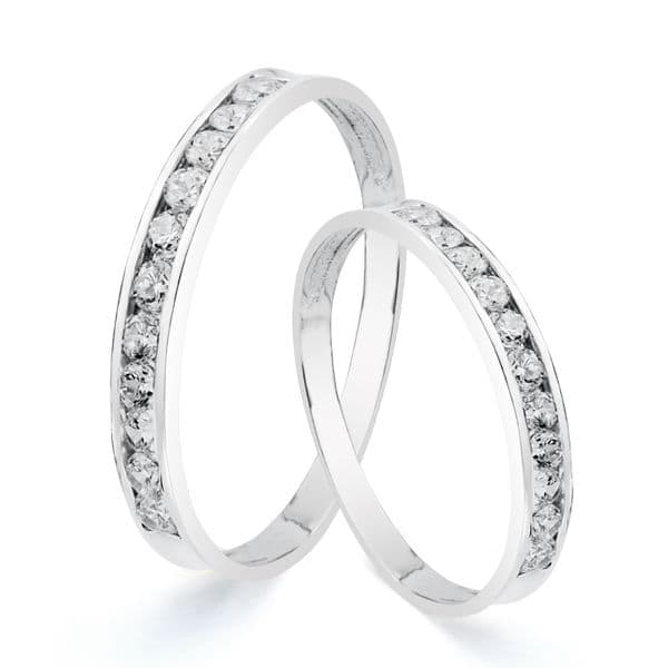 18K ALIANZA ORO BLANCO CARRIL CIRCONITAS. ANCHO: 2.5MM.