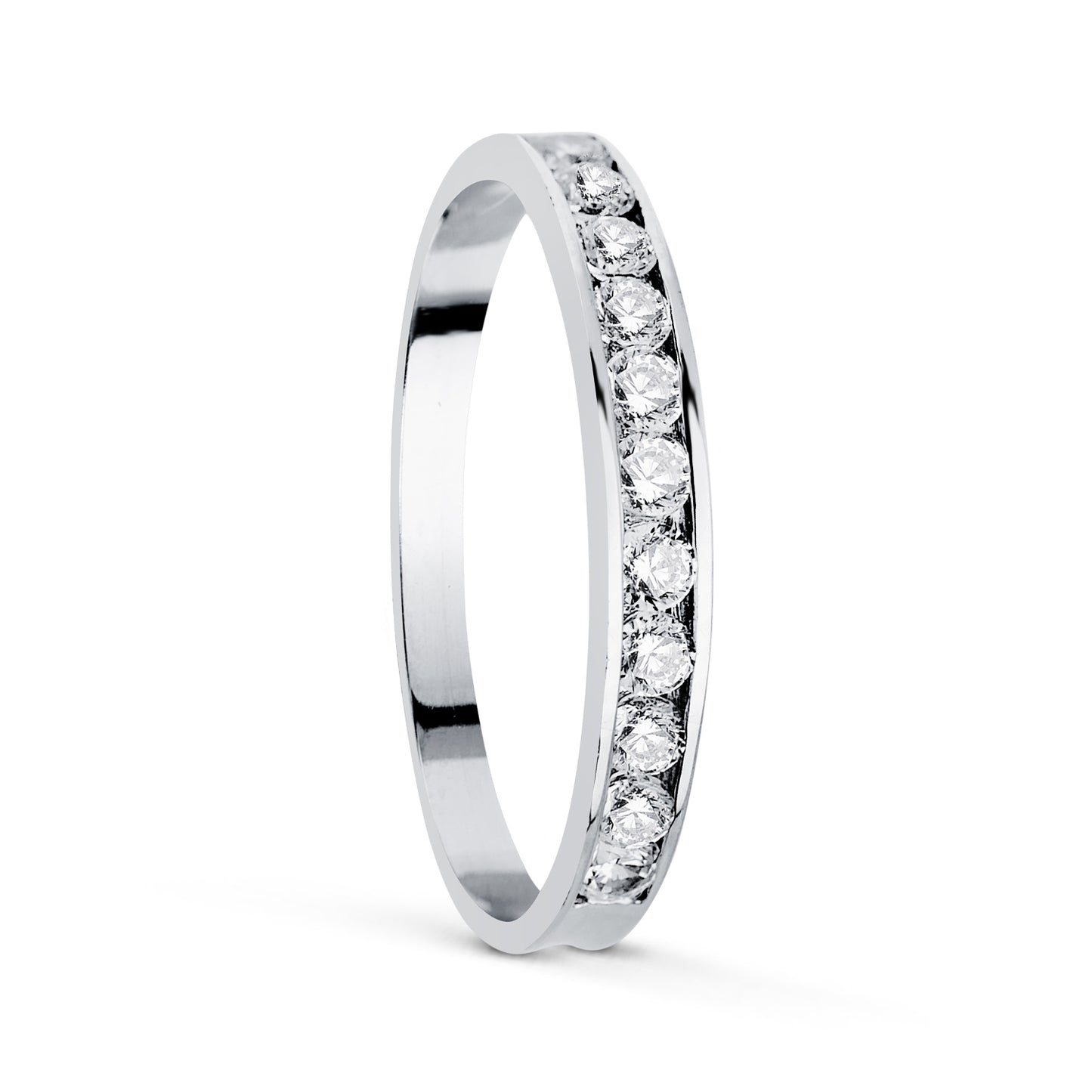 18K ALIANZA O ANILLO ORO BLANCO CARRIL CIRCONITAS. ANCHO: 2,5 MM.