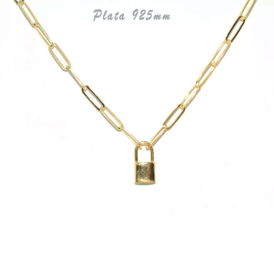 Gargantilla Plata - 0M4012-D Collar Candado Ch.Oro - Senora