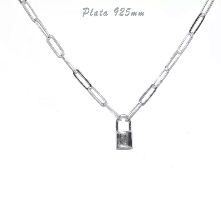 Gargantilla Plata - 0M4012-P Collar Plata Candado - Senora