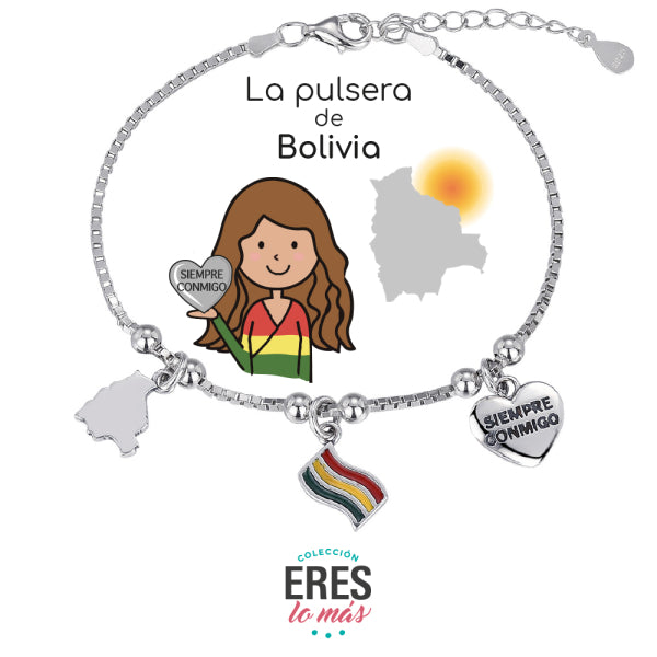 Pulsera Eres Lo Más Bolivia cadena veneciana rodiada con tres colgantes
